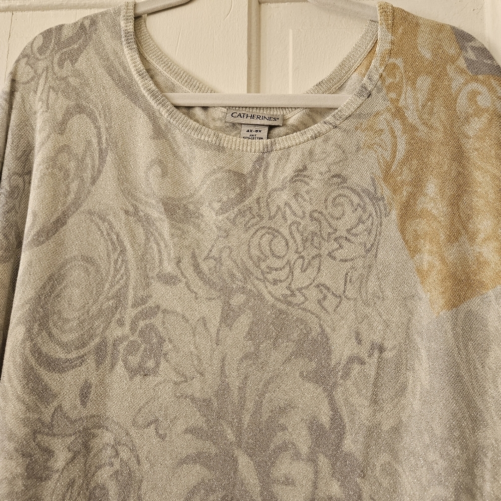 Catherines Silver And Gold Metallic Sweater Poncho Womens 4x 5x NWT - Picture 2 of 7